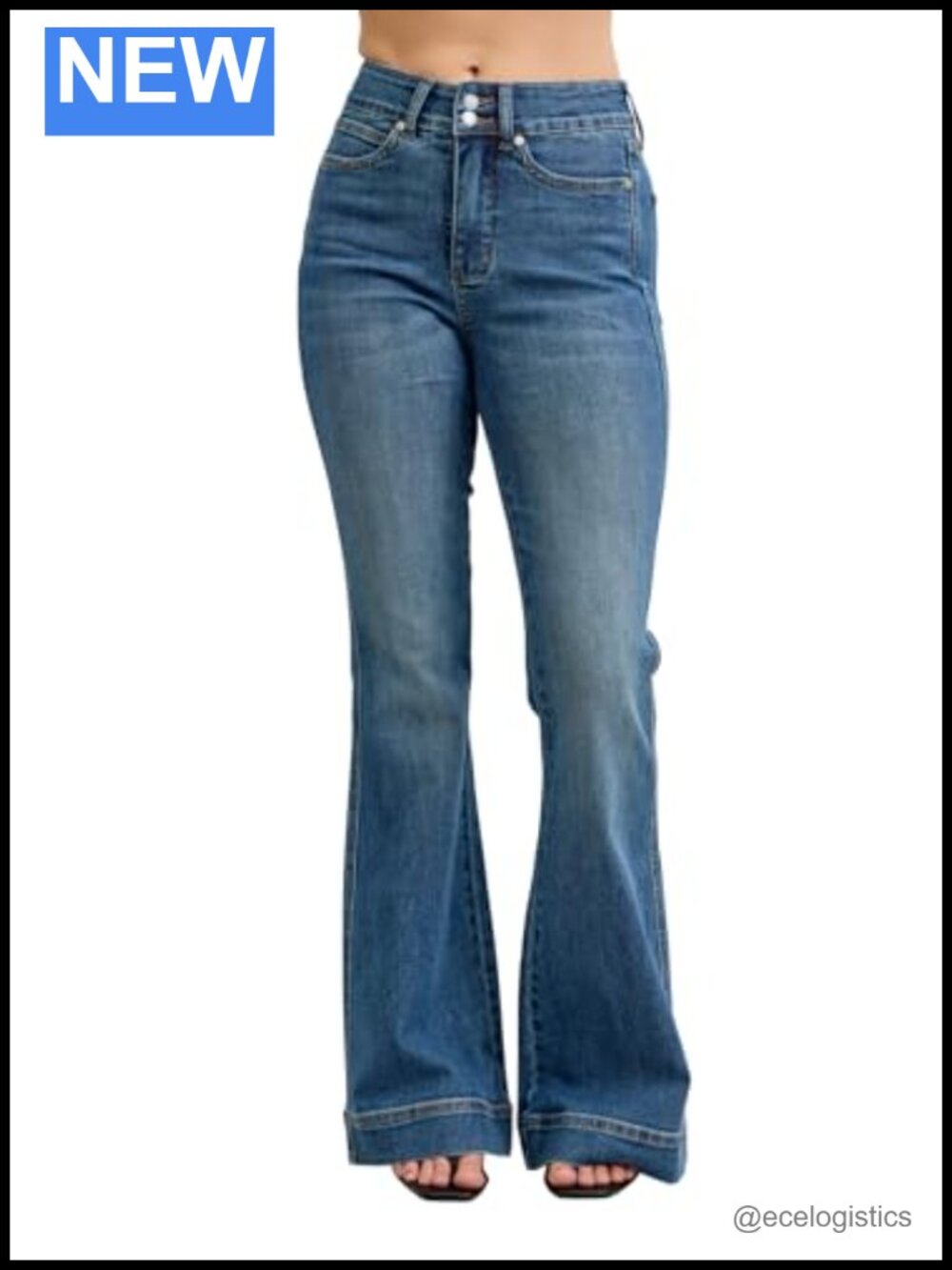 High Waisted Flare Bootcut Jeans Tummy Control Stretchable Cotton